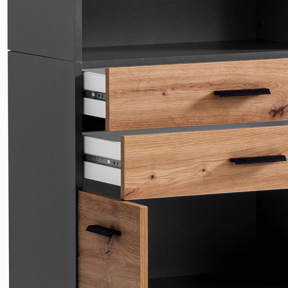 Badezimmerhochschrank Mayora in Anthrazit und Wildeichefarben