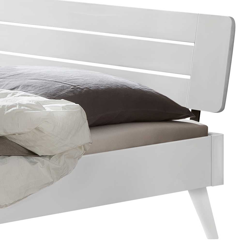 Weißes 140x200 Bett Pattinos aus MDF lackiert
