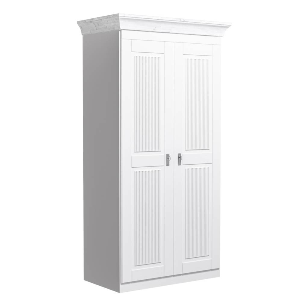 Landhaus Kleiderschrank Vilatata mit Drehtüren und Kassetten Optik Front