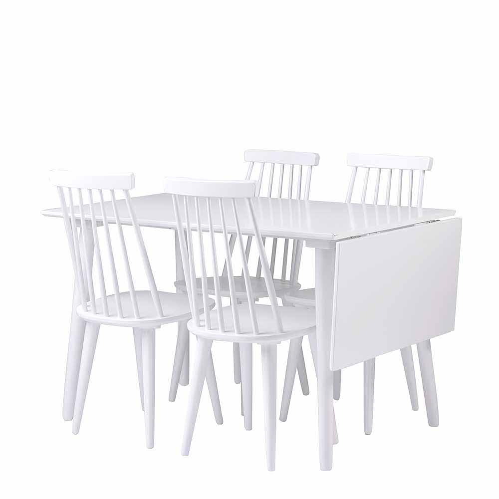Küchen Tischgruppe Borgas in Weiß massiv (fünfteilig)