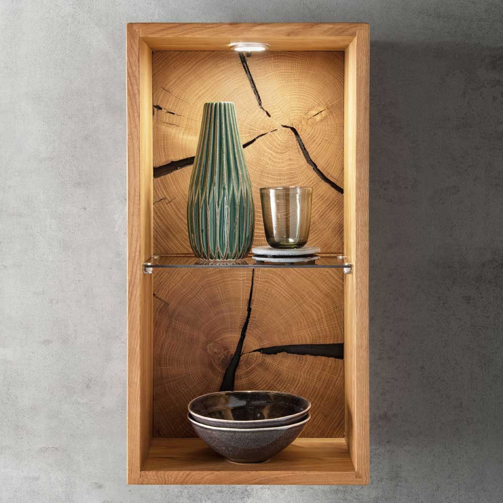 Wandhängeregal Camilla aus Wildeiche Massivholz 64 cm hoch