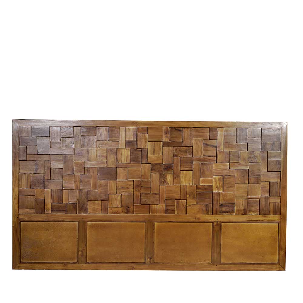 Doppelbett Kopfteil Koropi aus Teak massiv 220 cm breit