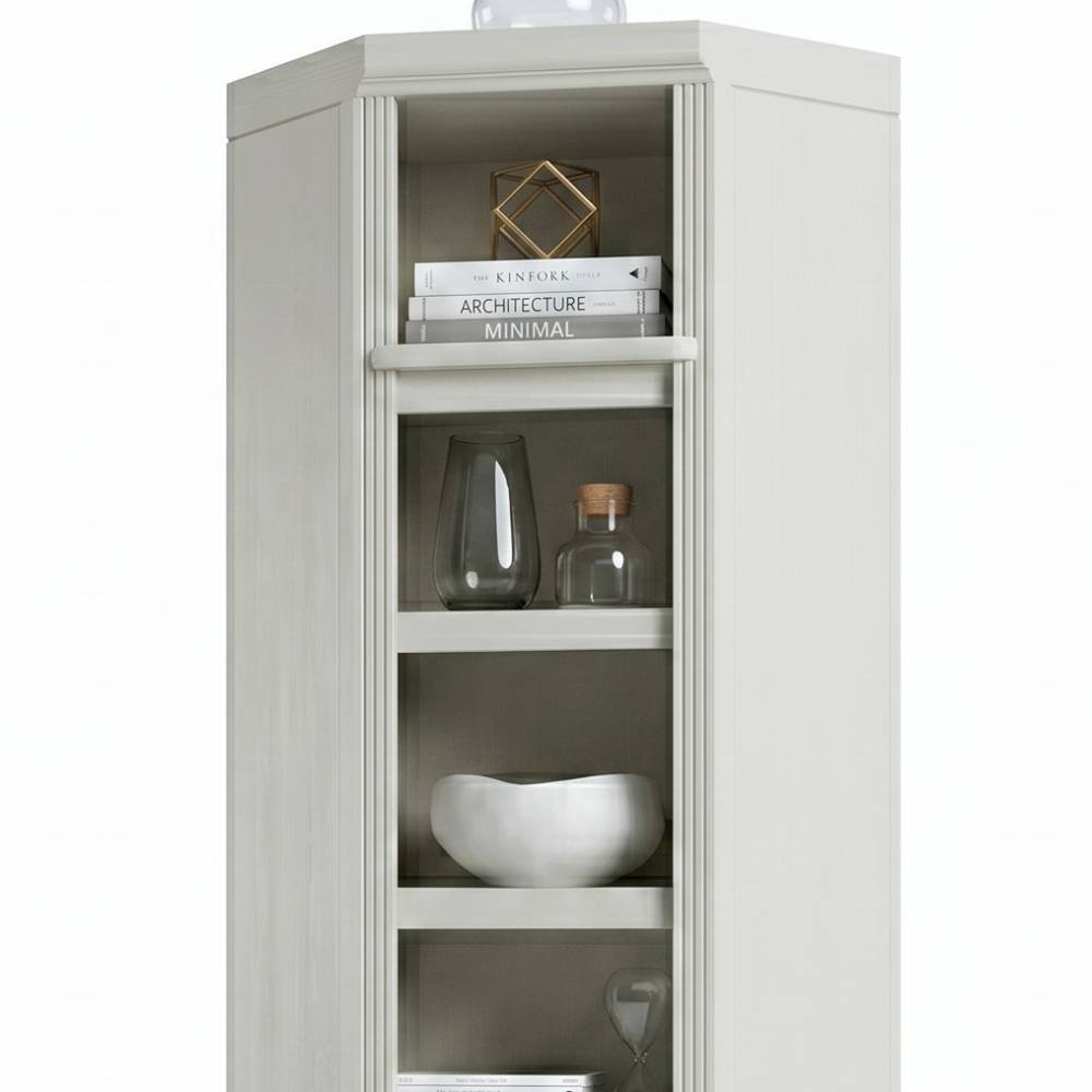 Eckbücherregal Phil 220 cm hoch in Cremeweiß