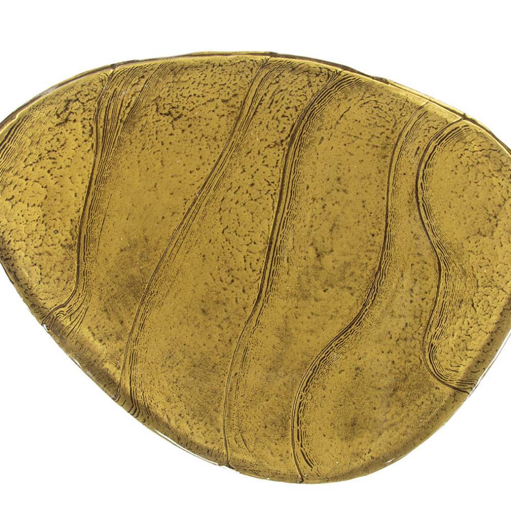 Beitisch Lazium in Altgoldfarben mit Gussglas Platte