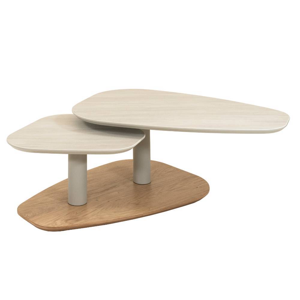 Designercouchtisch Vanskupa auf Säulengestell in ovaler Form