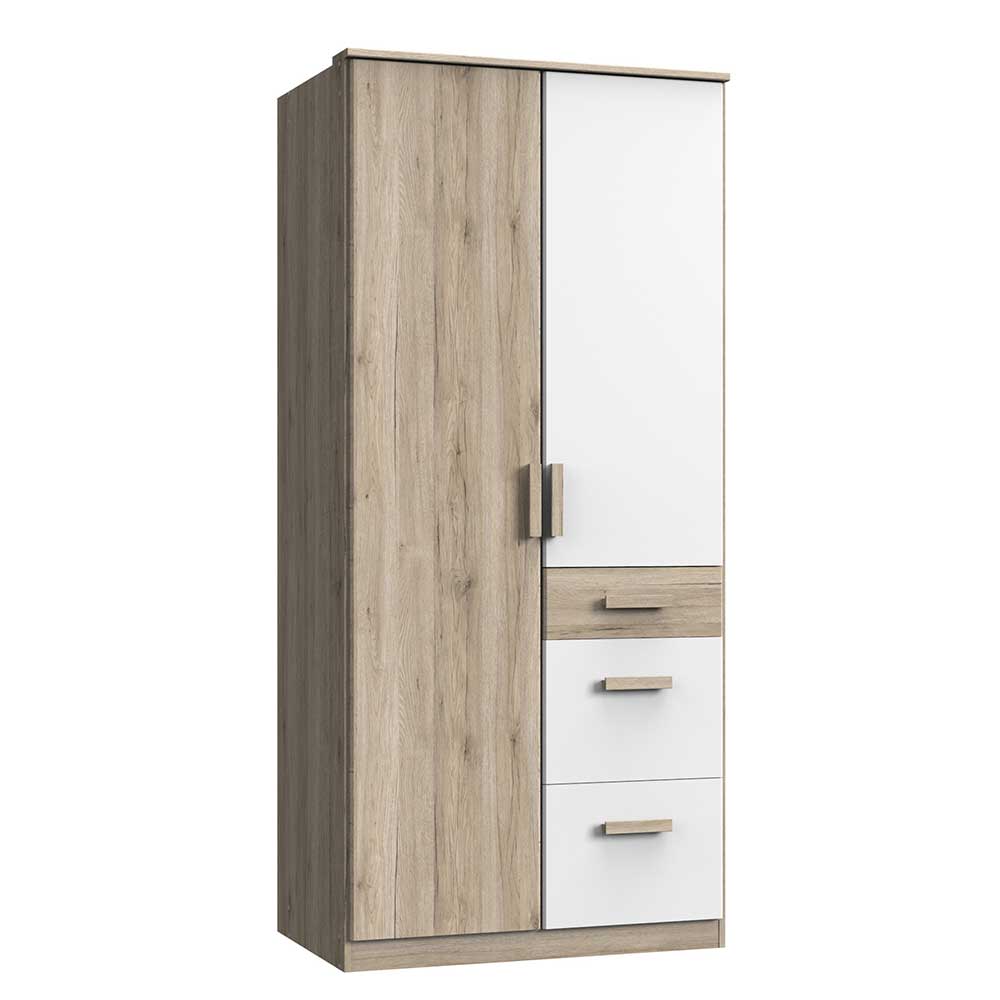 Schlafzimmerschrank Nokadura in Eiche San Remo und Weiß