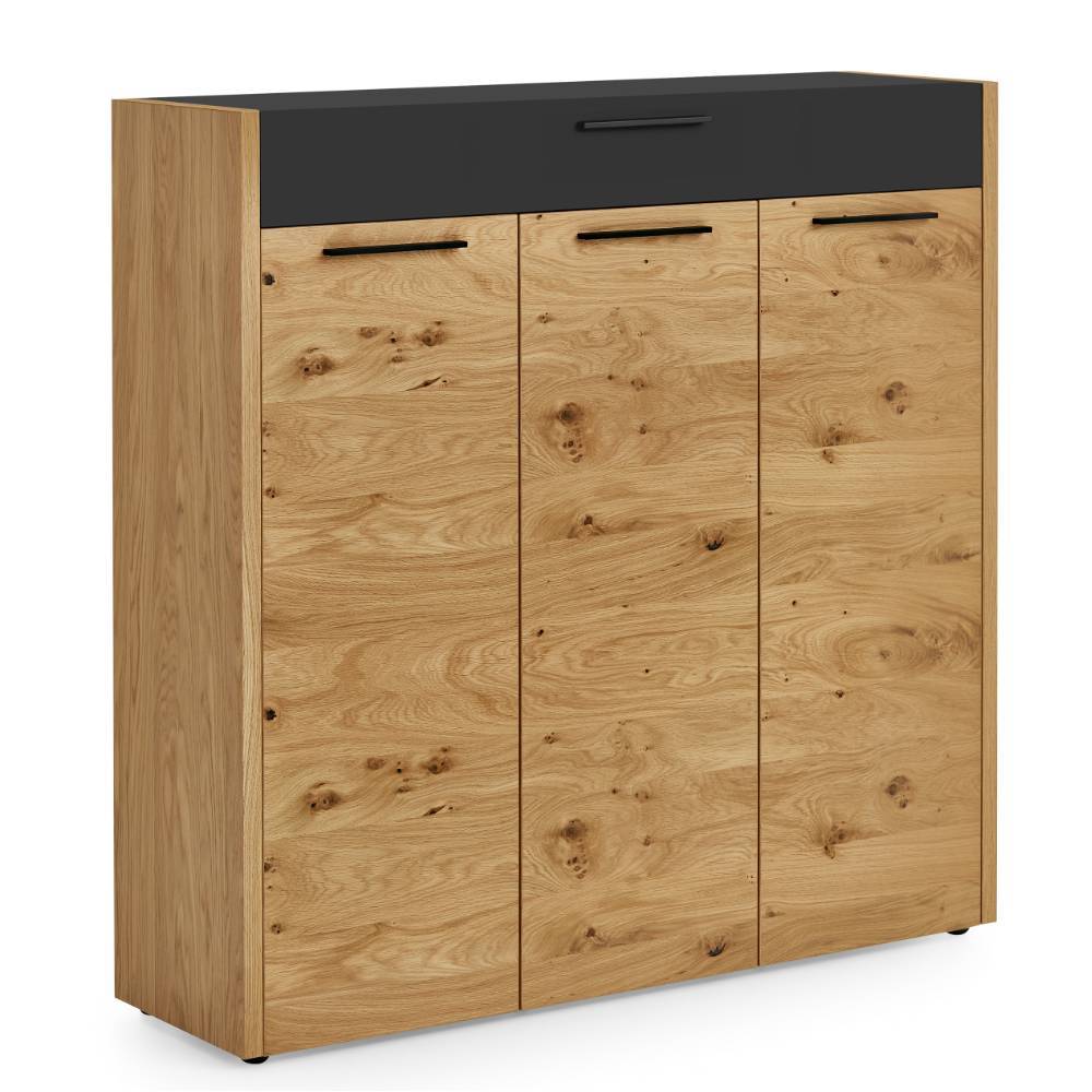 Schuh Schrank Damiette in Balkeneiche und Schwarz matt