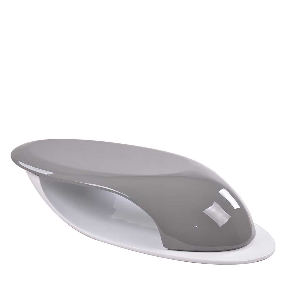 Design Tisch Erminia in Hochglanz Grau und Weiß aus Fiberglas