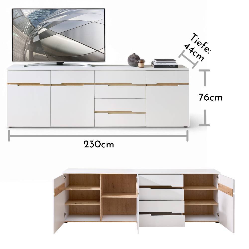 TV Lowboard Mariocavo in modernem Design 230 cm breit