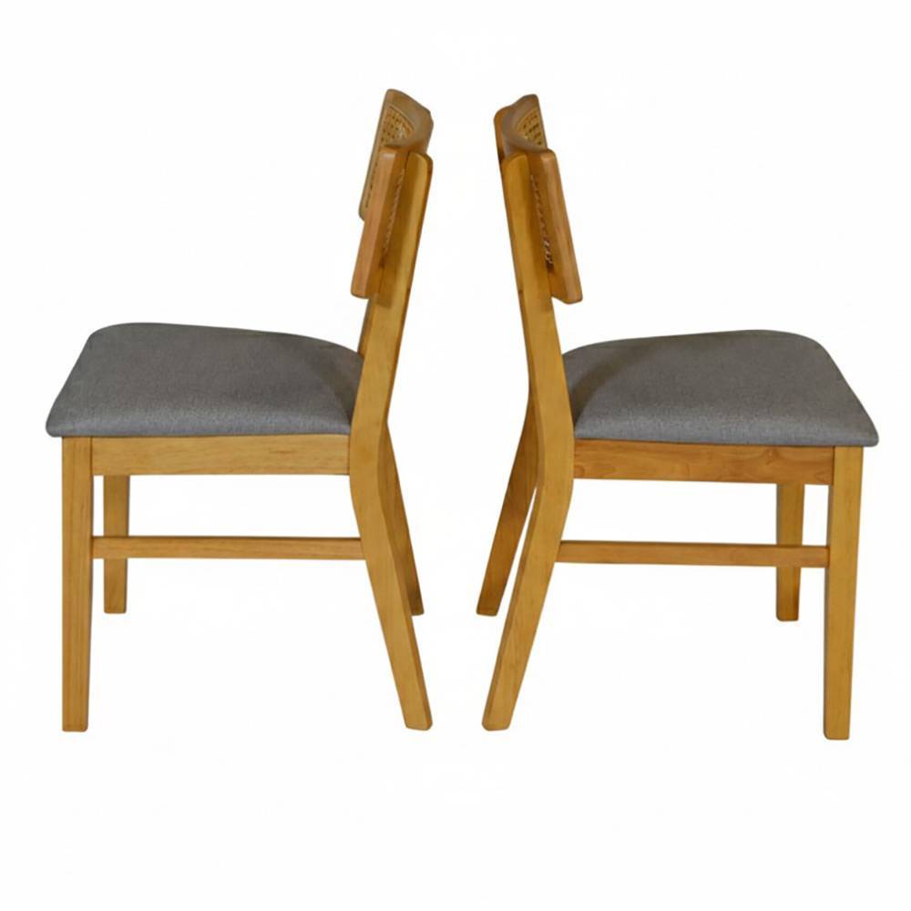 Esstisch Stühle Yasin in Silbergrau und Naturfarben (2er Set)