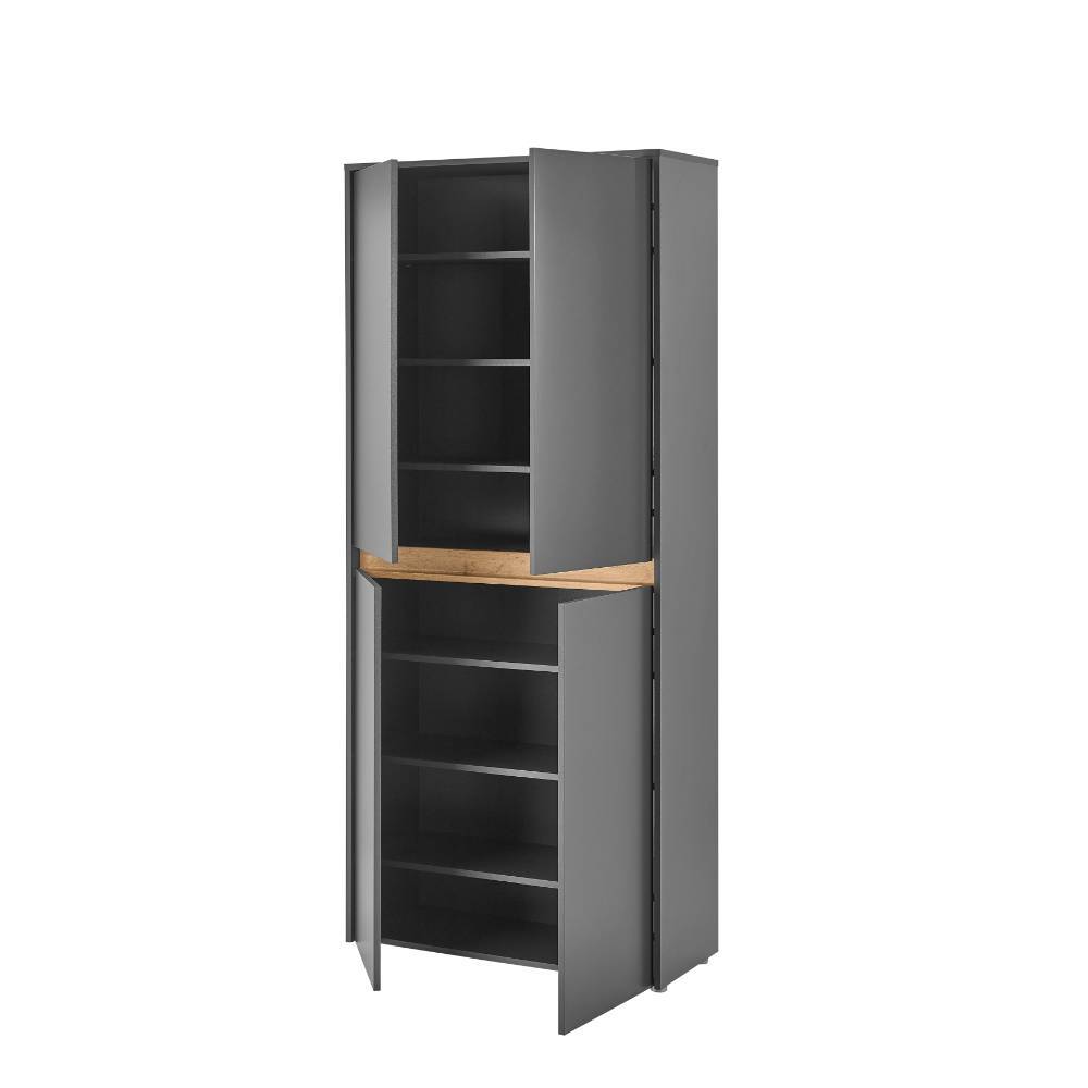 Garderobenschuhschrank Uzniana in Anthrazit 195 cm hoch