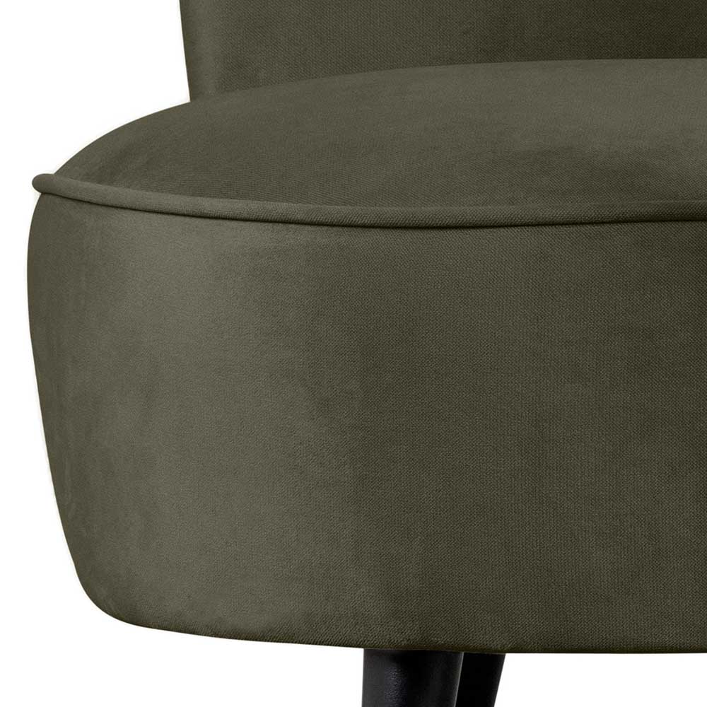 Lounge Einsitzer Sofa Corsica in Dunkelgrün Samt Rücken echt bezogen