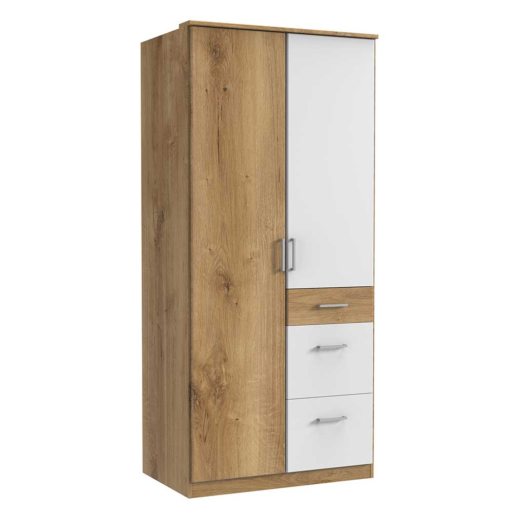 Jugendkleiderschrank Concista in Plankeneiche Holzoptik und Weiß
