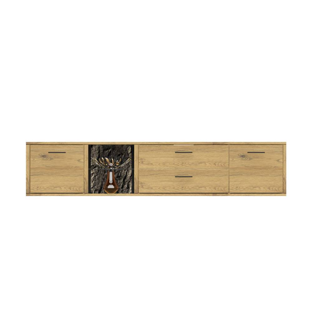 Lowboard Ostoro für die Wandmontage in Wildeiche Bianco