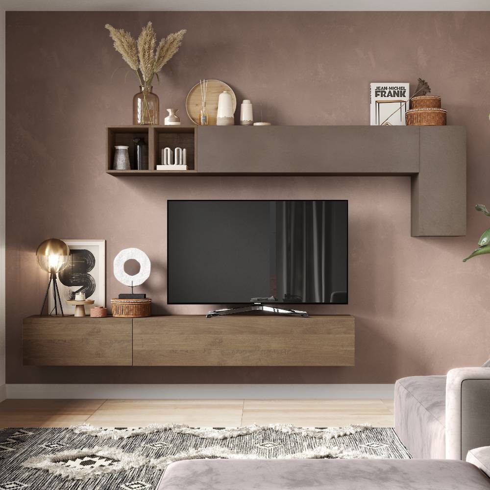 TV Wohnwand Jerne in modernem Design 276 cm breit (sechsteilig)