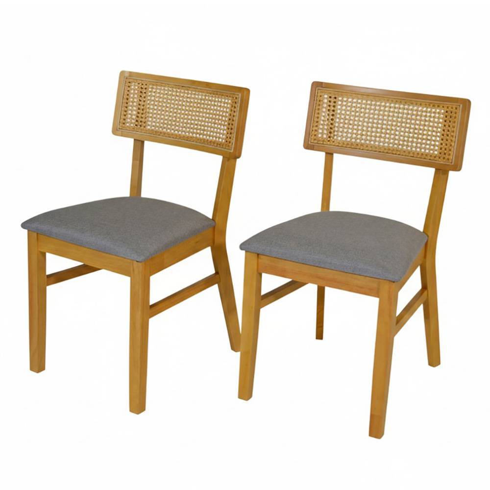 Esstisch Stühle Yasin in Silbergrau und Naturfarben (2er Set)