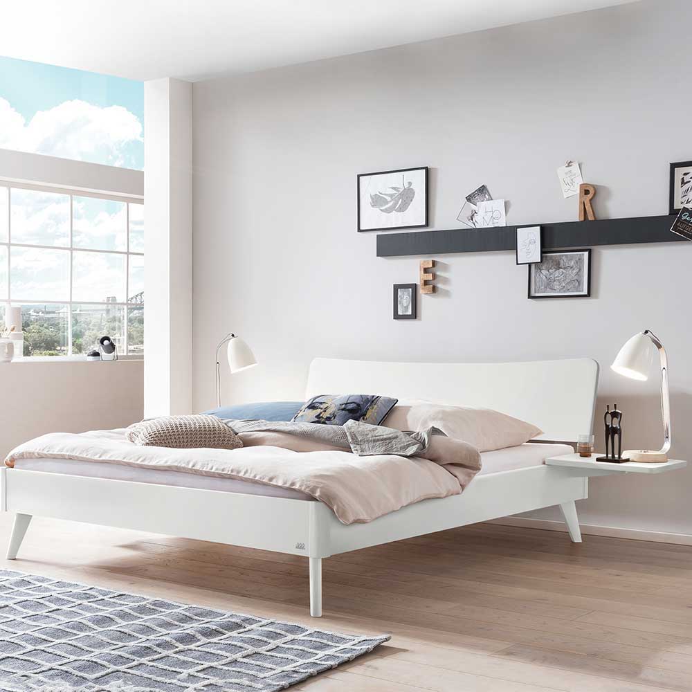 Bett modern weiß Anni 140x200 cm wahlweise mit Ablagen