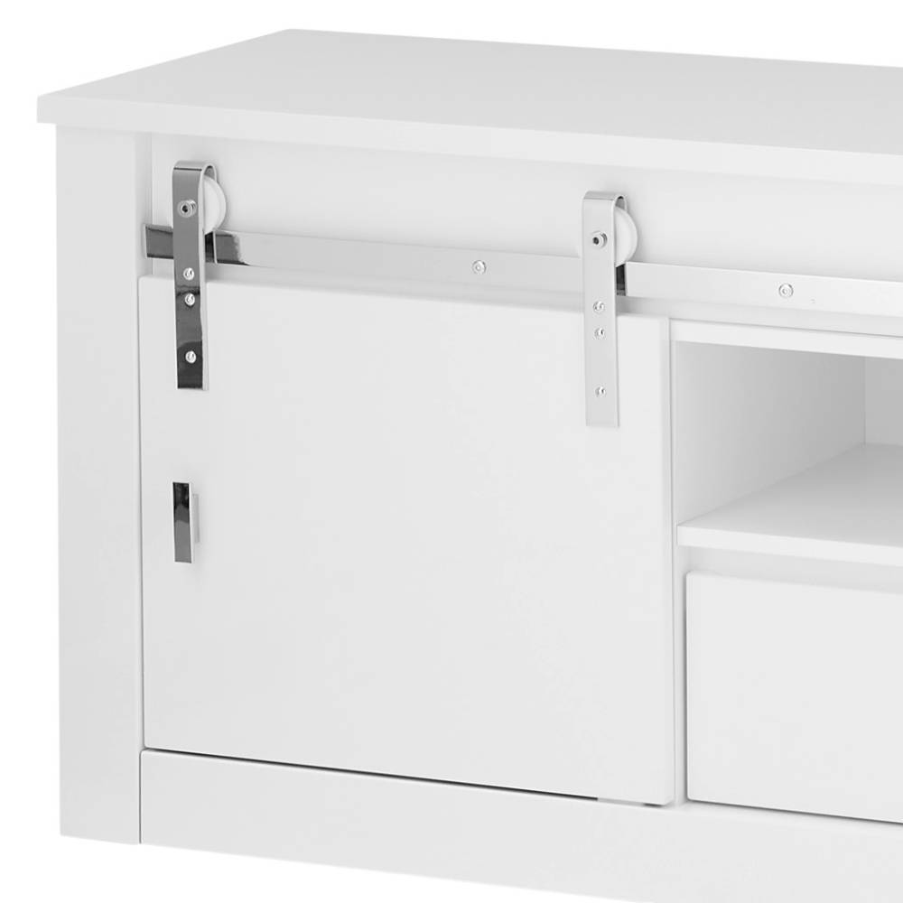 TV Lowboard Melvyno mit 2 Schiebetüren und einem offenen Gerätefach