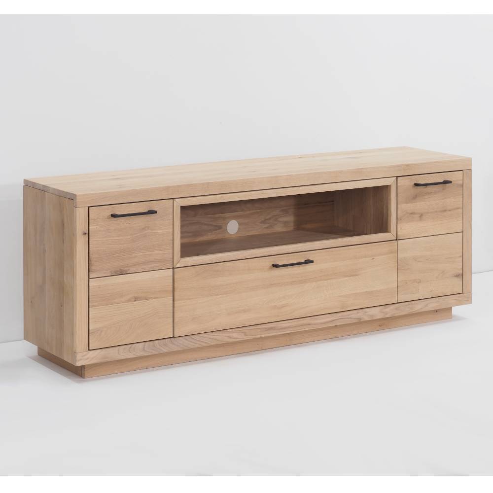 TV Lowboard Artjes in Eiche Bianco mit einem offenen Gerätefach