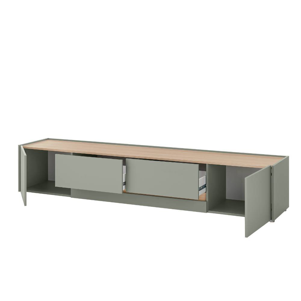 Wohnzimmerschrankwand Ulfava in Graugrün 320 cm breit (dreiteilig)