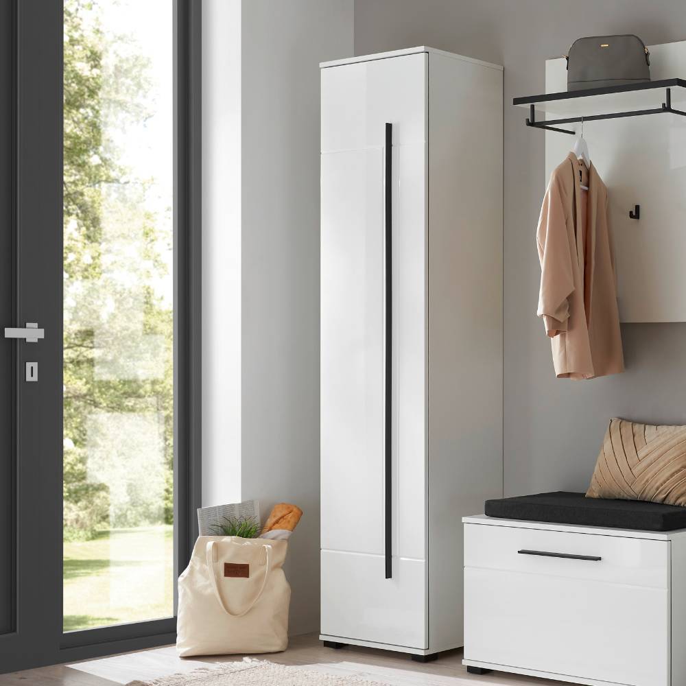 Dielenschrank Fricossa in Weiß Hochglanz