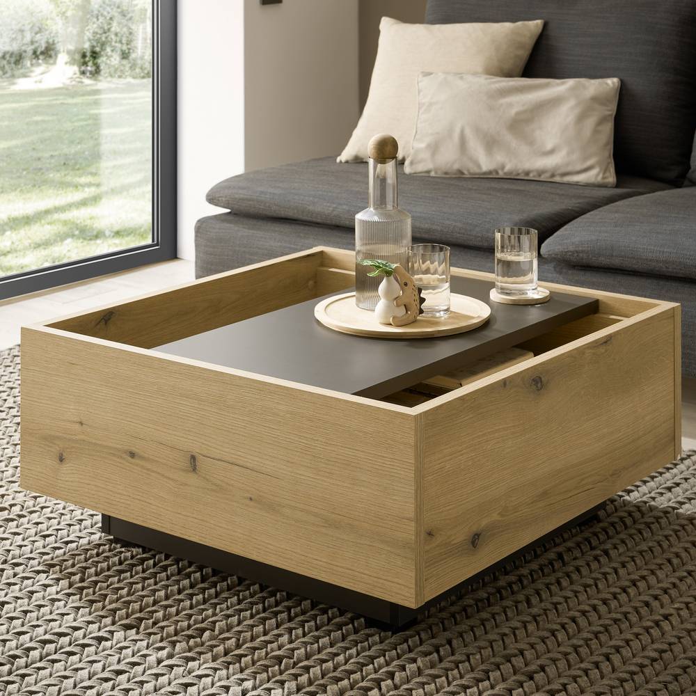 Couchtisch Badehma mit Staufach in quadratischer Form