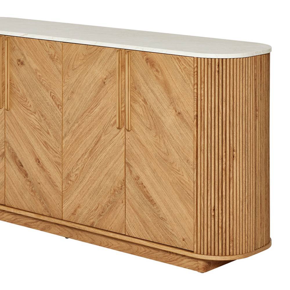 Sideboard Cornelys in Eichefarben mit Fischgrät Muster