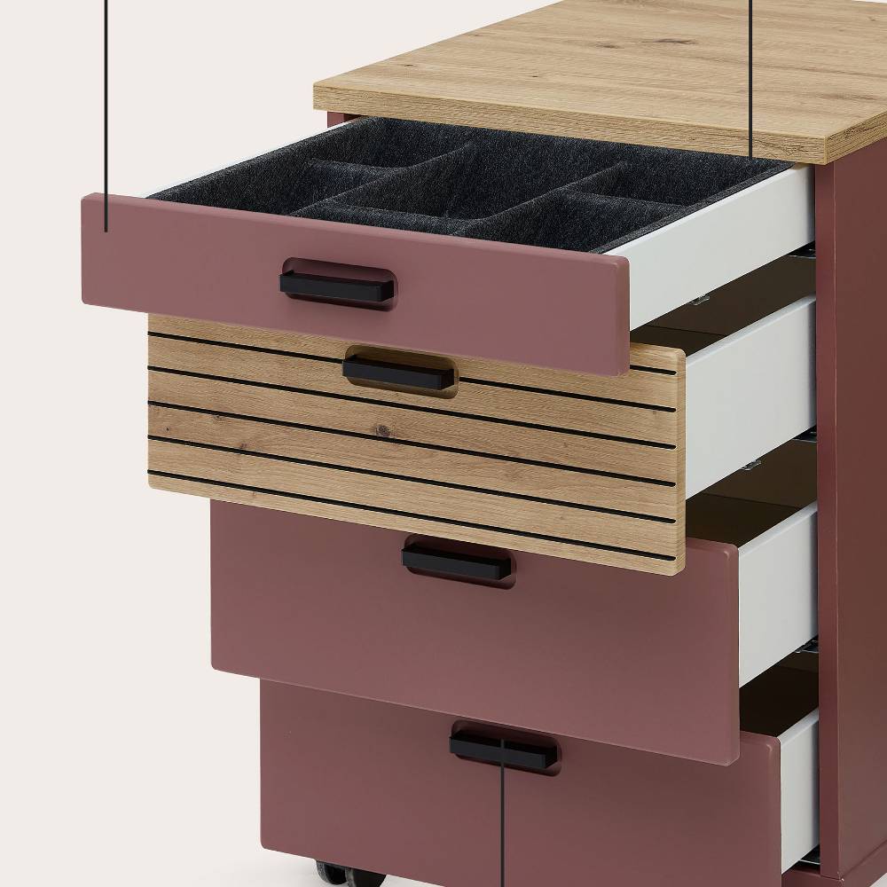 Schreibtisch Container Oyal in Altrosa 66 cm hoch