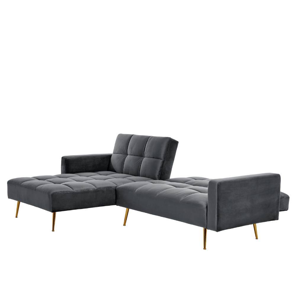 Ecksofa Lessima in Grau und Goldfarben