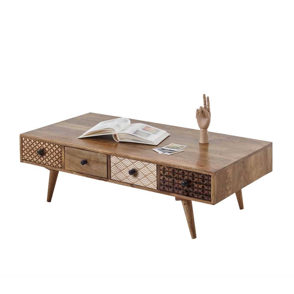 Sofa Tisch modern Potosia aus Mangobaum Massivholz handgearbeitet
