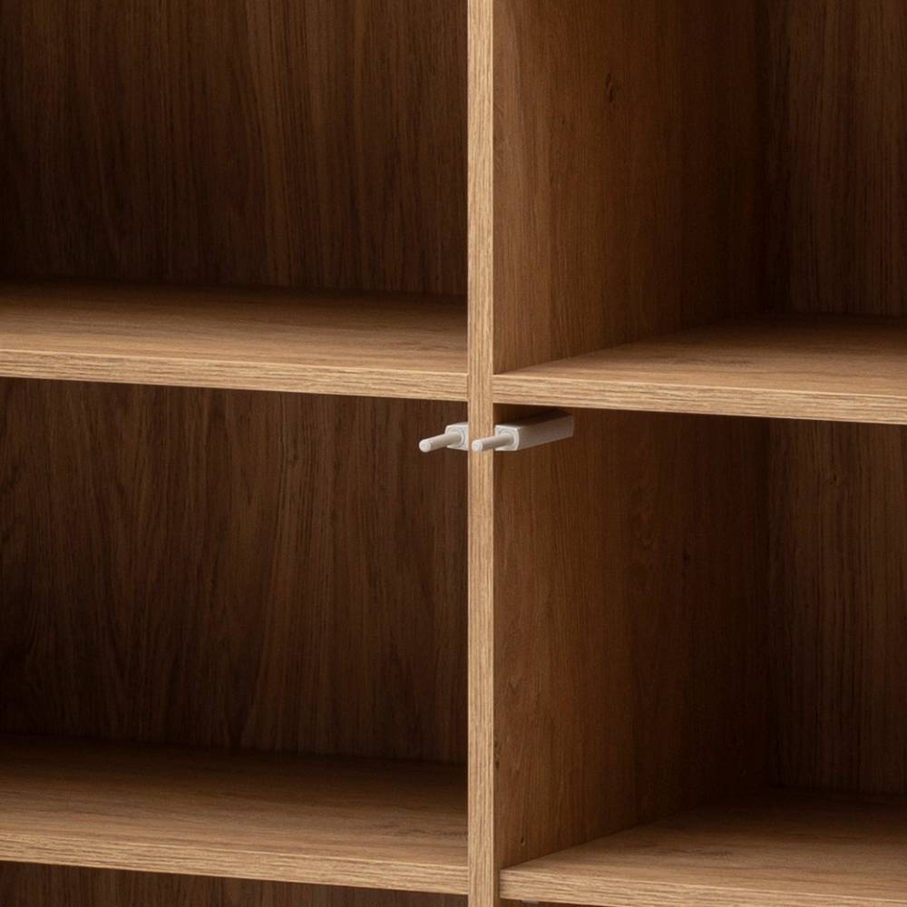 Wohnwand modern Carno in Eiche Stone Holzoptik 200 cm hoch (dreiteilig)