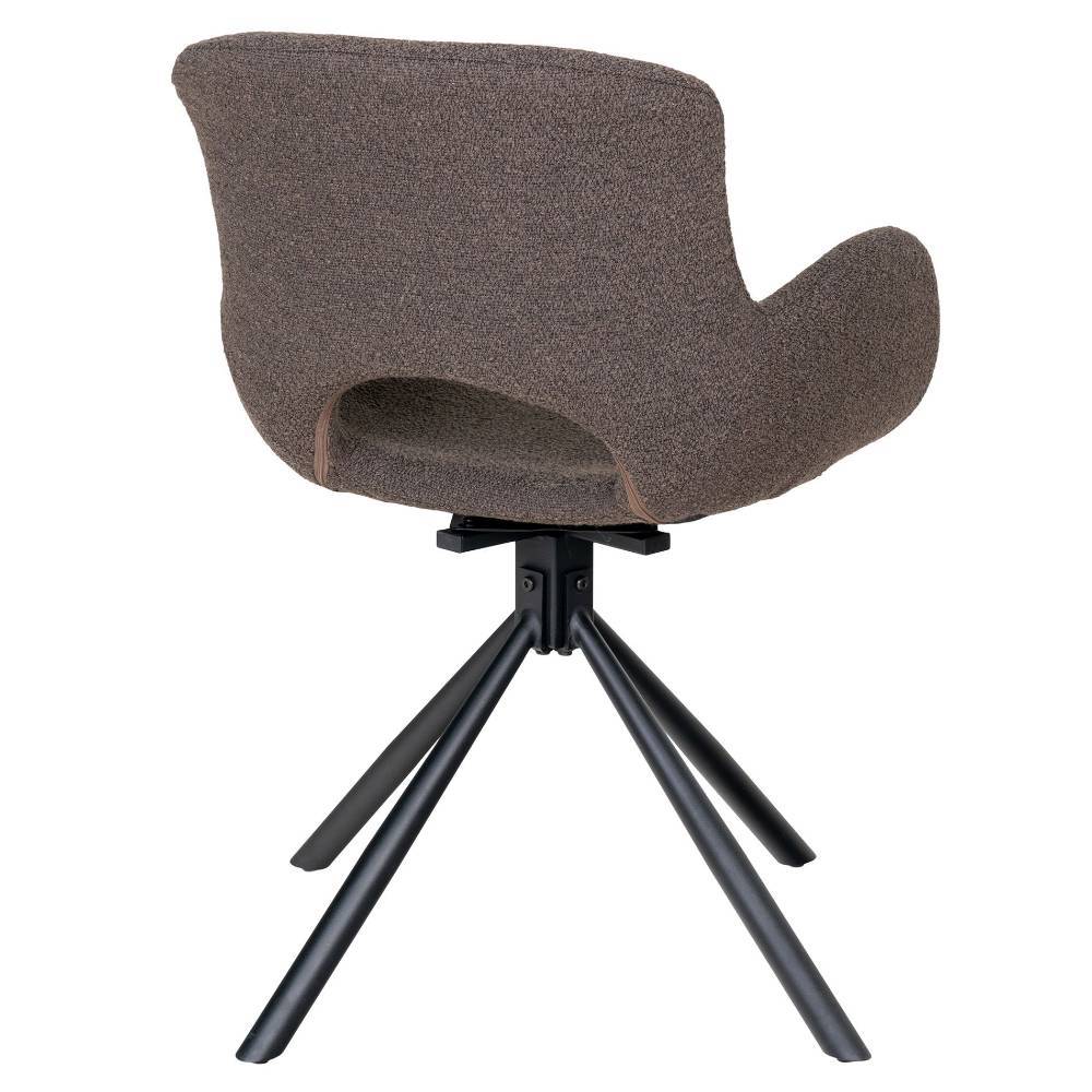 Esszimmerarmlehnstuhl Ruudy in Graubraun mit Gestell aus Metall (2er Set)