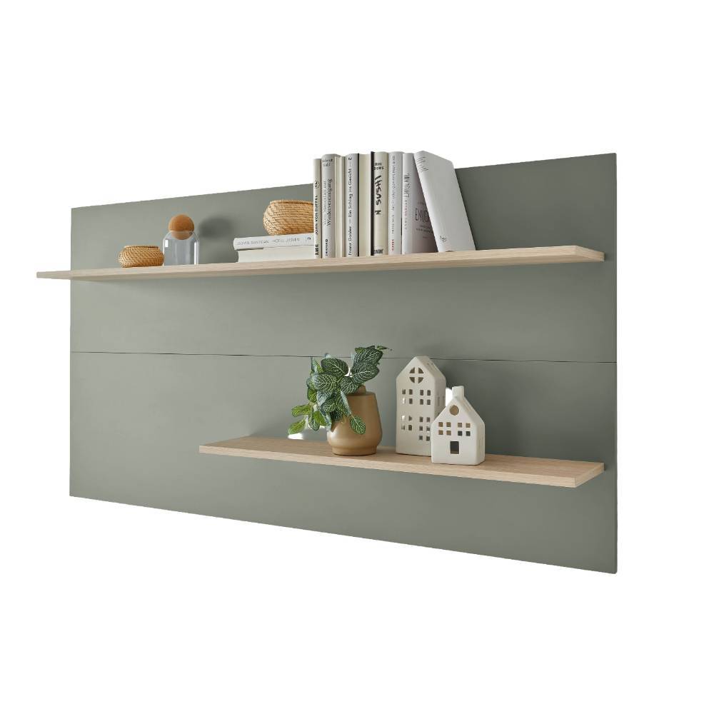 Wohnzimmerschrankwand Ulfava in Graugrün 320 cm breit (dreiteilig)