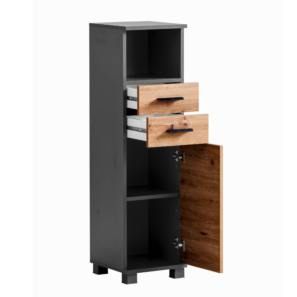 Midibadschrank Mayora in Anthrazit und Wildeichefarben