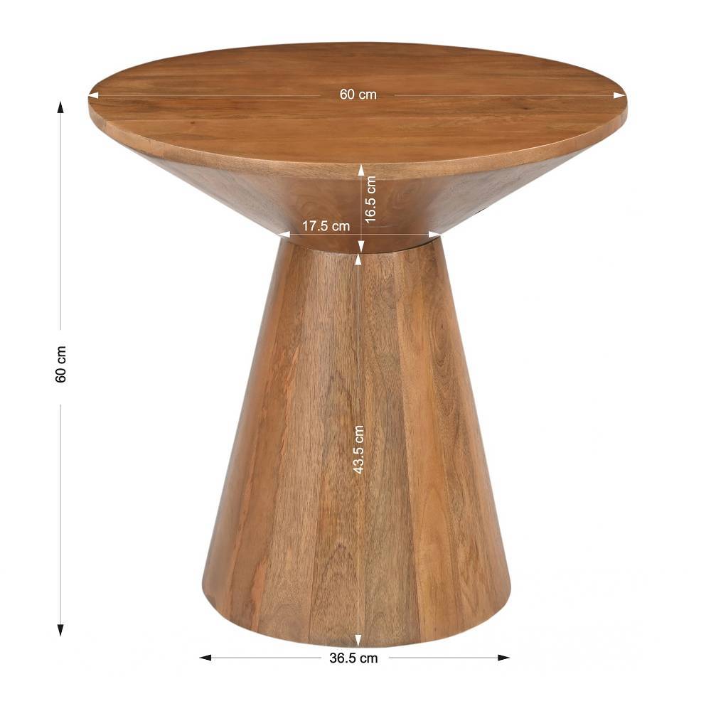 Moderner Beistelltisch Bertylan aus Mangobaum Massivholz 60 cm hoch