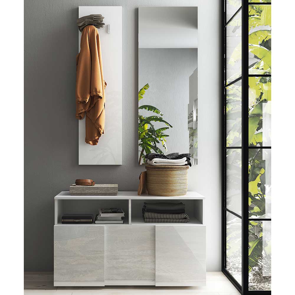 Komplett Garderobe Jalton in Weiß Hochglanz 91 cm breit (dreiteilig)