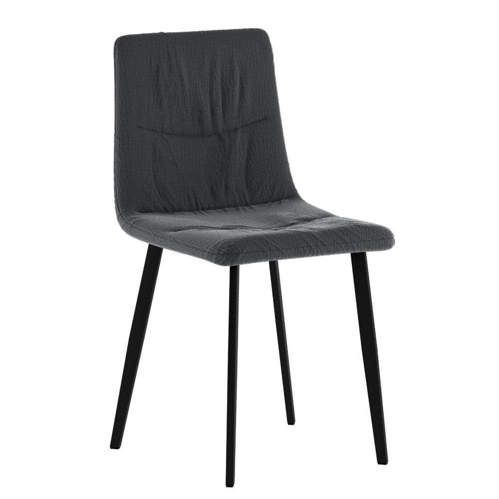 Polsterstuhl Esszimmer Francy in Dunkelgrau mit Gestell aus Metall (4er Set)