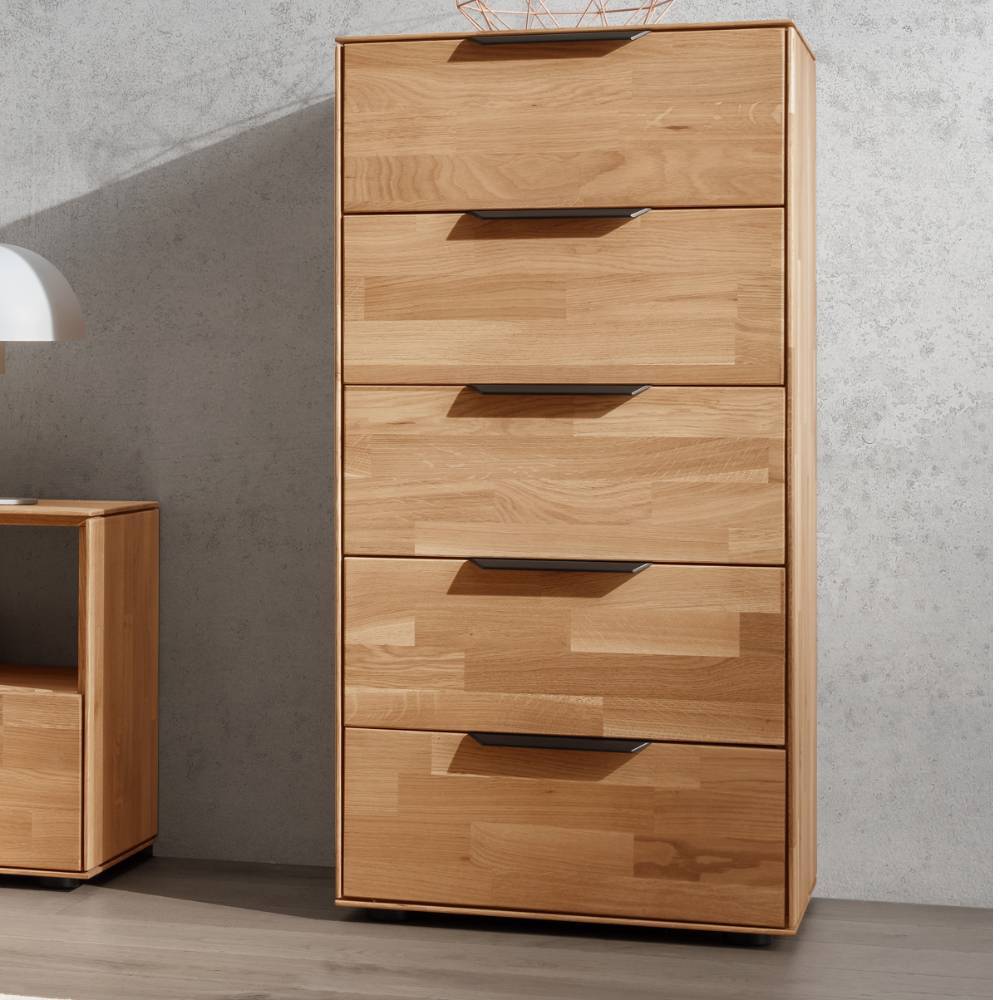 Schubladenkommode Argeta aus Wildeiche Massivholz 103 cm hoch
