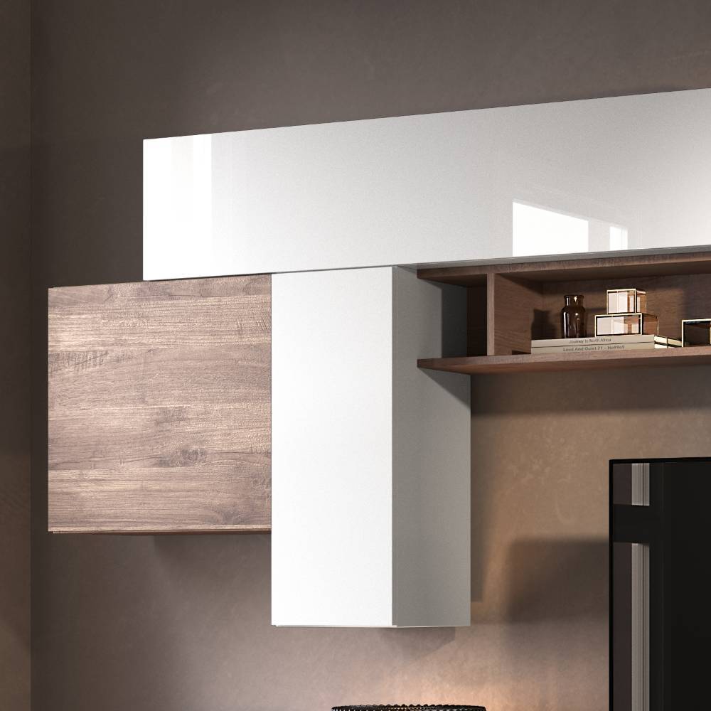 TV Wohnwand Castilu 202 cm hoch in modernem Design (neunteilig)