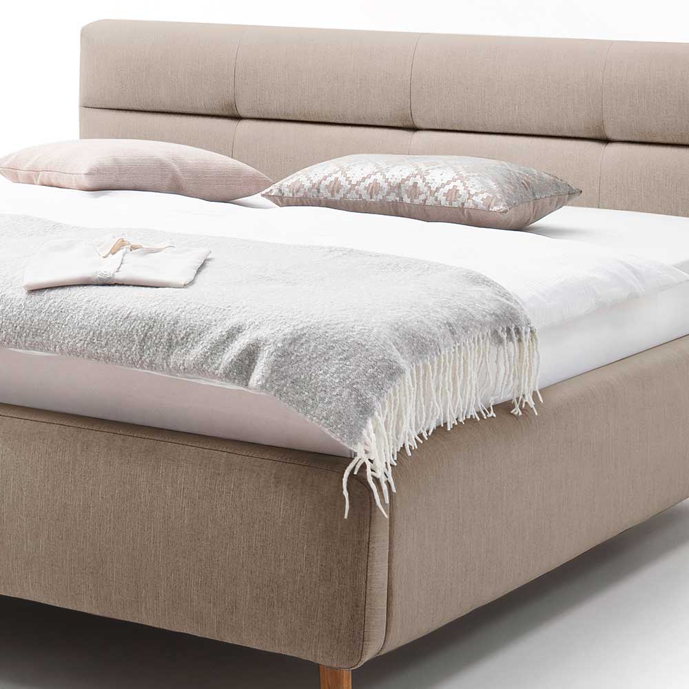 Stauraumbett Ladwica in Beige Webstoff modern