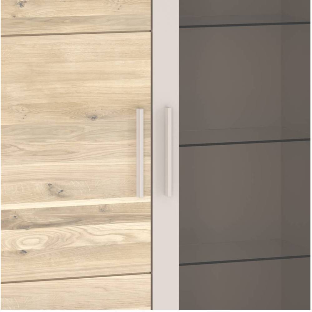 Wohnzimmer Highboard Fortlanda mit Glastür und Bügelgestell aus Metall