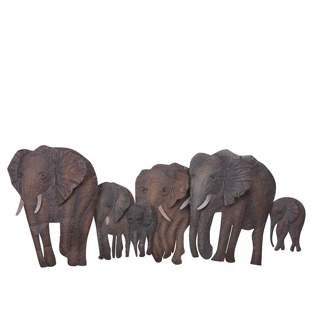 Metall Wanddekoration Regine mit Elefanten Motiv 3D