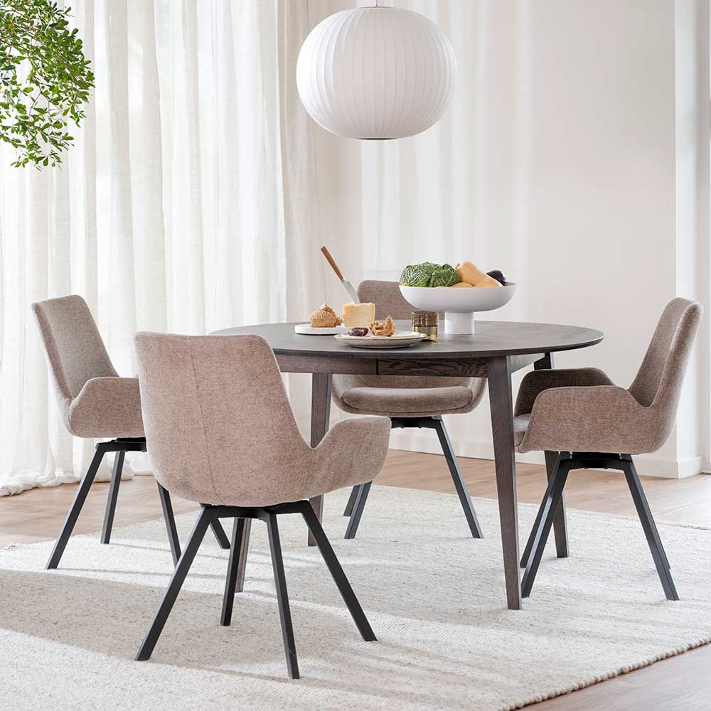 4 Personen Tischgruppe Acigne im Skandi Design Stühle drehbar (fünfteilig)