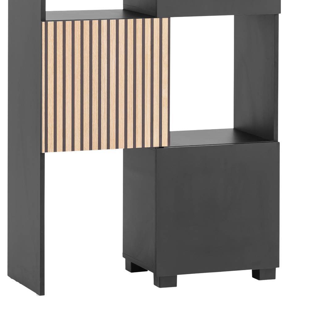 Regalschrank Ronn in Schwarz matt und Paneeloptik