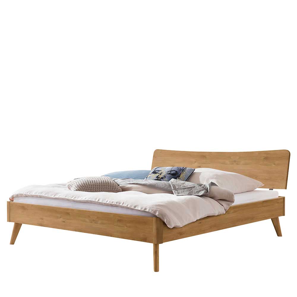 140x200 cm Bett Vadromo aus Wildeiche Massivholz geölt