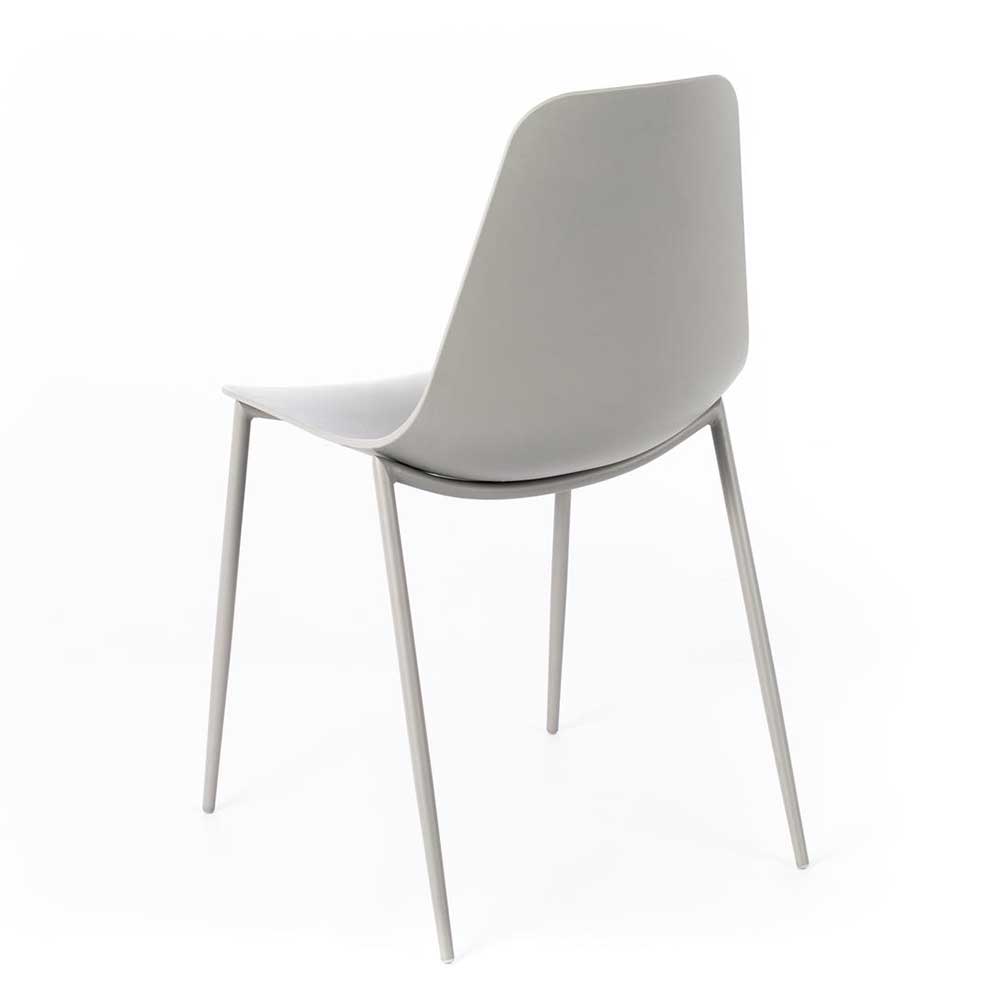 Hellgraue Stühle Selavni mit Kunststoffsitz und Metallgestell (4er Set)