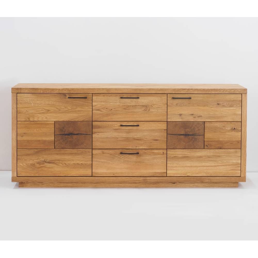Sideboard Lasito aus Eiche Massivholz mit Hirnholz Applikation