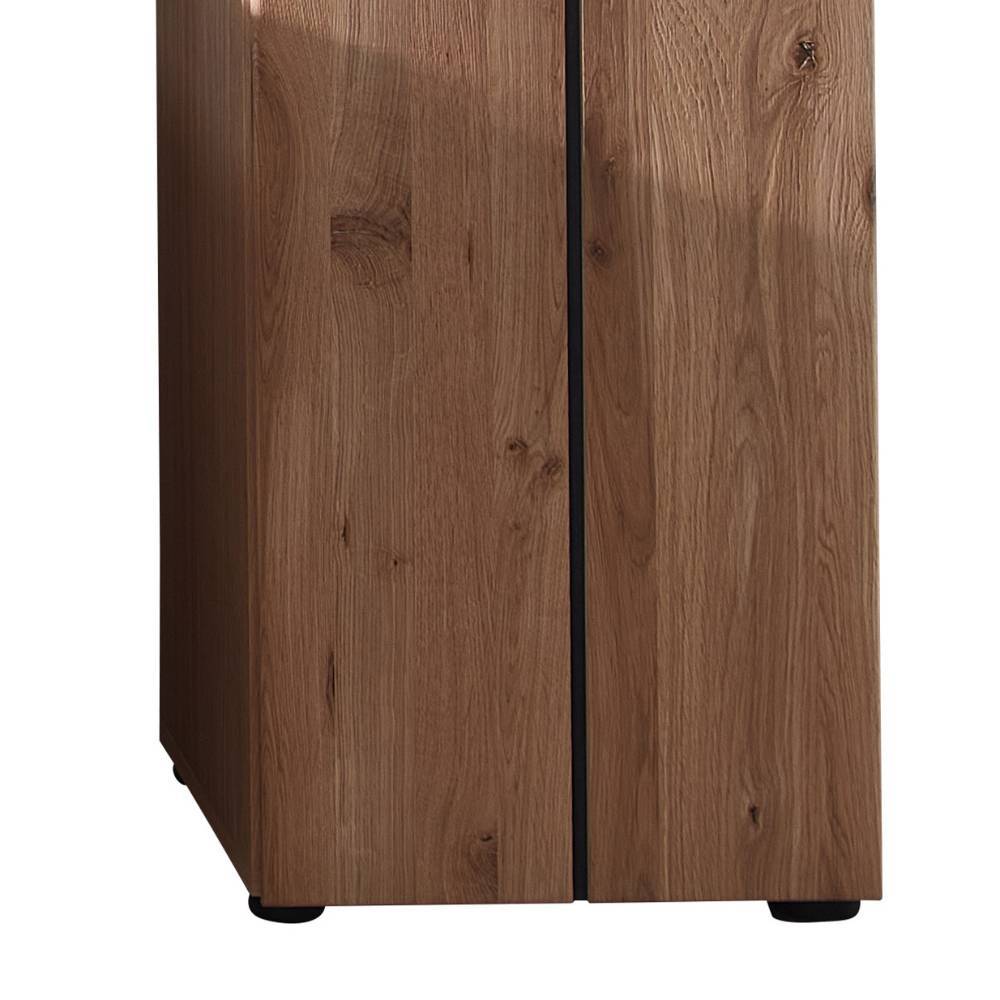 Wohnzimmervitrinenschrank Emly 203 cm hoch mit Massivholz Türen