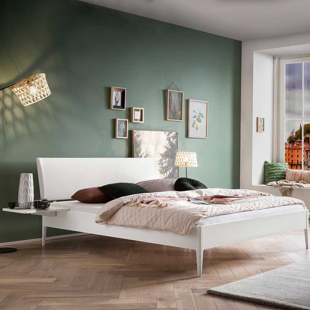 Weißes Bett modern Lury aus MDF im Skandi Design