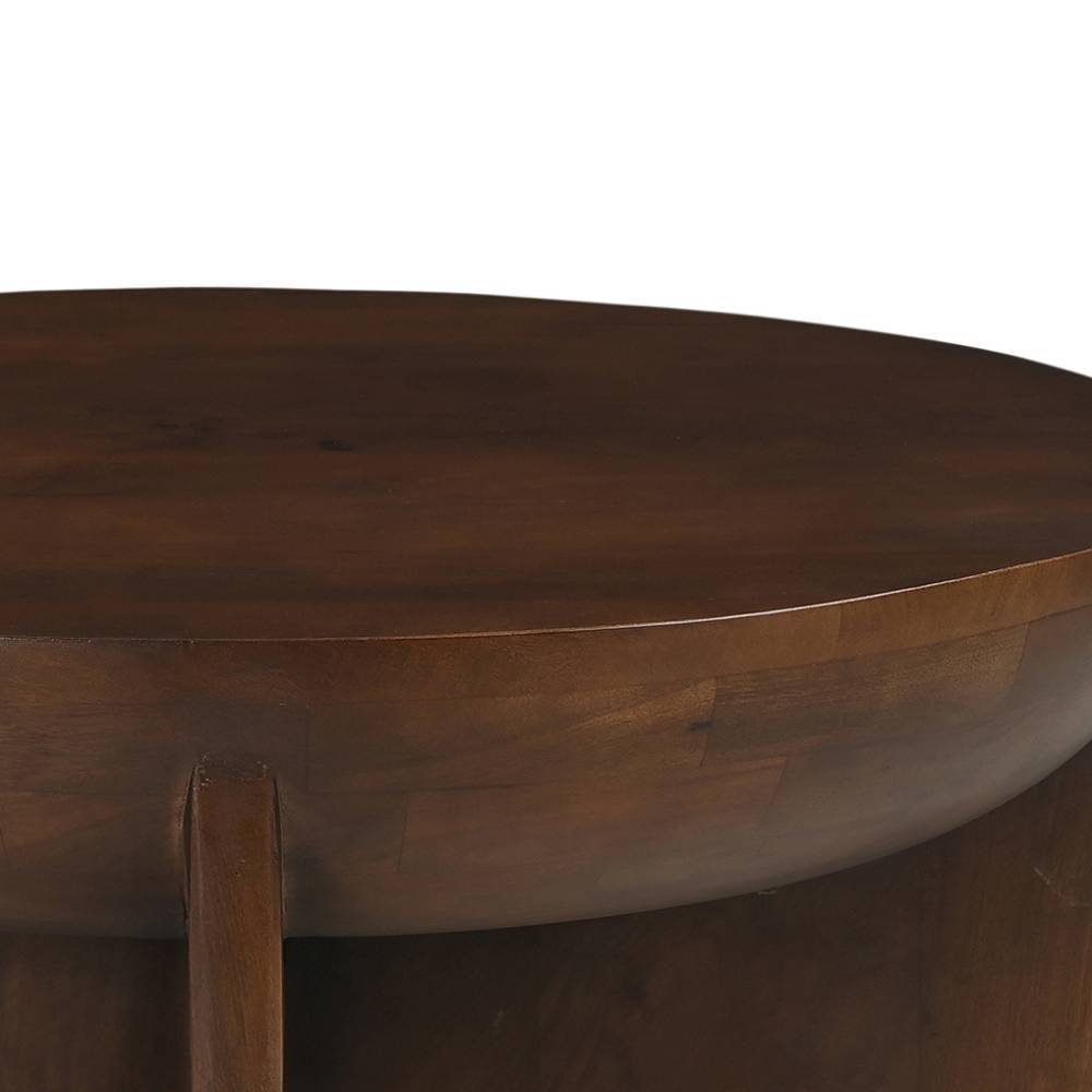 Sofatisch Iloca in runder Form aus Mangobaum Massivholz